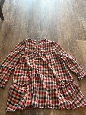 Plaid Long-Sleeve Casual Dress for Girls - Red & Cream